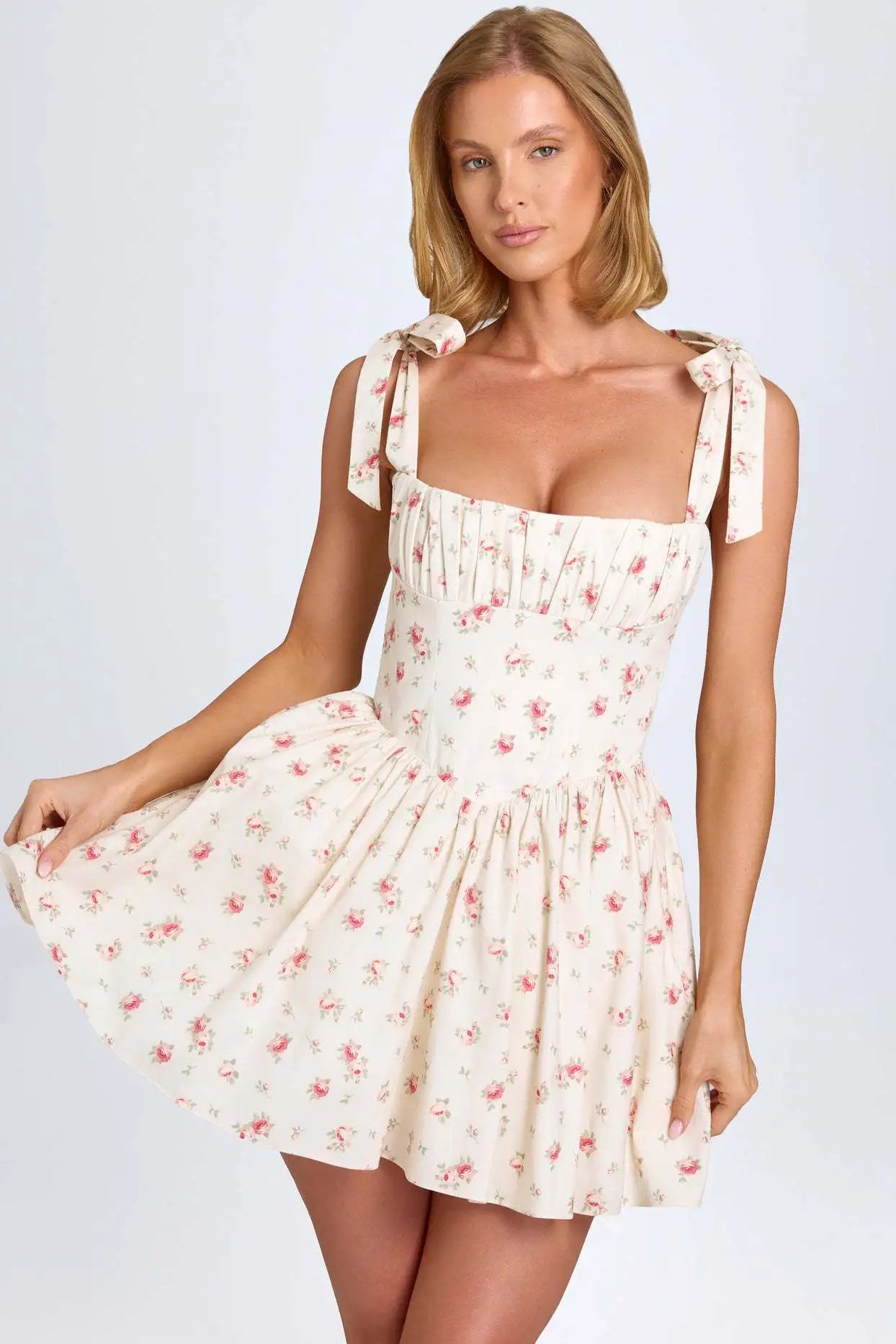 Rosalie Tie-Strap Floral Mini Dress