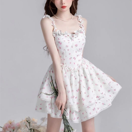 Elodie Ruffle Floral Mini Dress