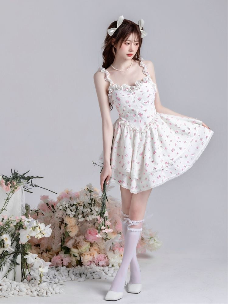 Elodie Ruffle Floral Mini Dress